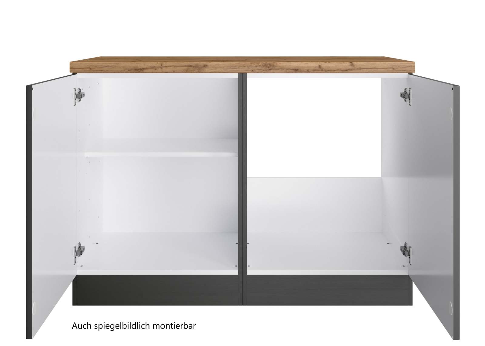 Spülenschrank MERAN - grau - Wotaneiche - 120 cm
