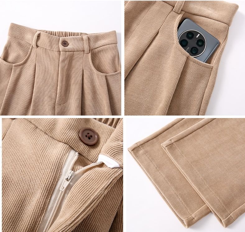 evanesce - Corduroy High Rise Rib Wide Leg Broek