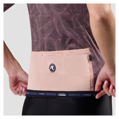 Maillot Manches Courtes Vélo Rogelli Essential Graphic II Bordeaux/Corail Femme