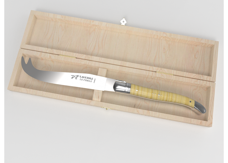 Couteau à fromage Laguiole avec un manche en érable onde et mitres en acier inoxydable