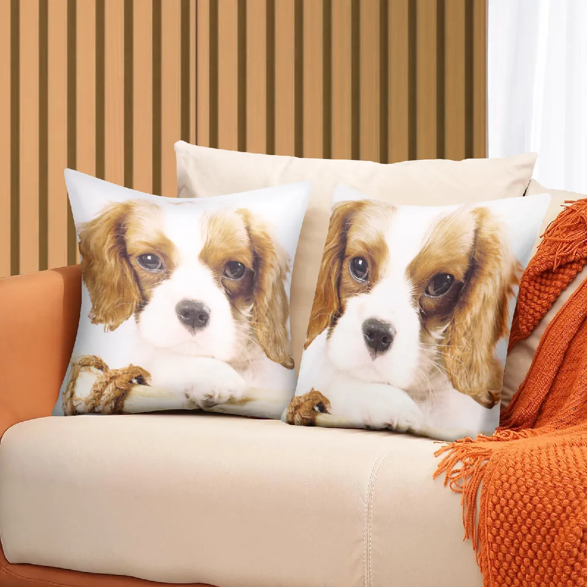 AVIZAR Lot 2 Housses Coussin Chien King Charles