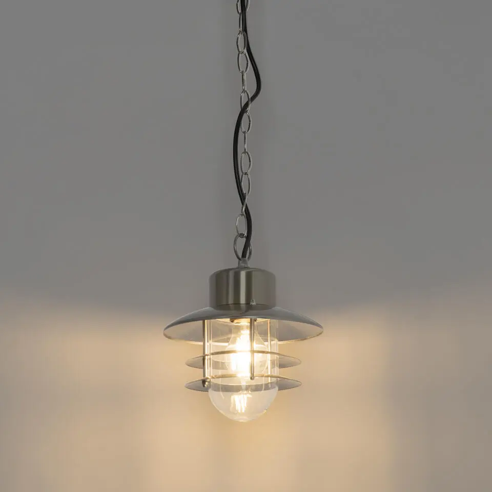 Qazqa hanglampen buiten shell zilverkleurig e27