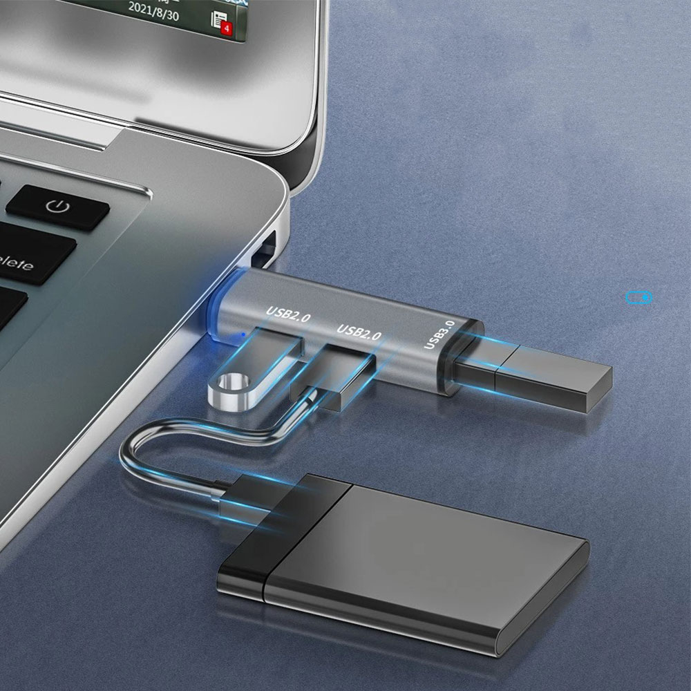 USB C (m) auf 2x USB 2.0 / 1x USB 3.0 (w) Daten Adapter Stecker (5 Gbit/s) - Silber