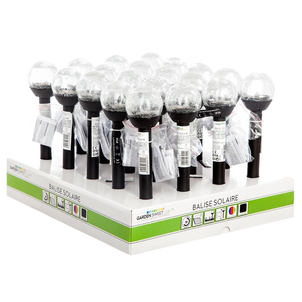 BALISE SOLAIRE VERRE LUMIERE MULTICOLORE H.32CM
