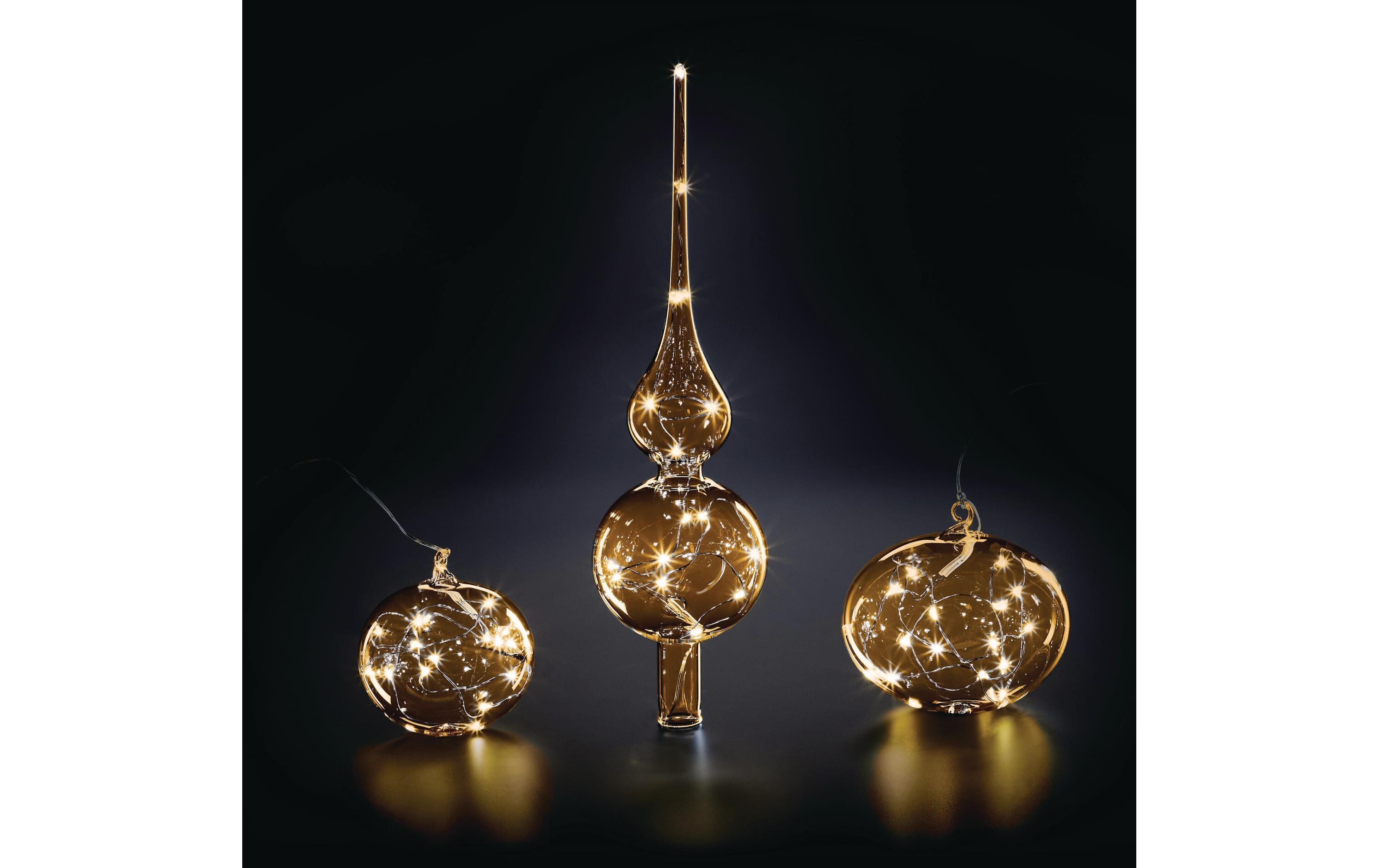 Baumspitze 29 cm, BernsteinEdler Christbaumschmuck aus mundgeblasenem Glas