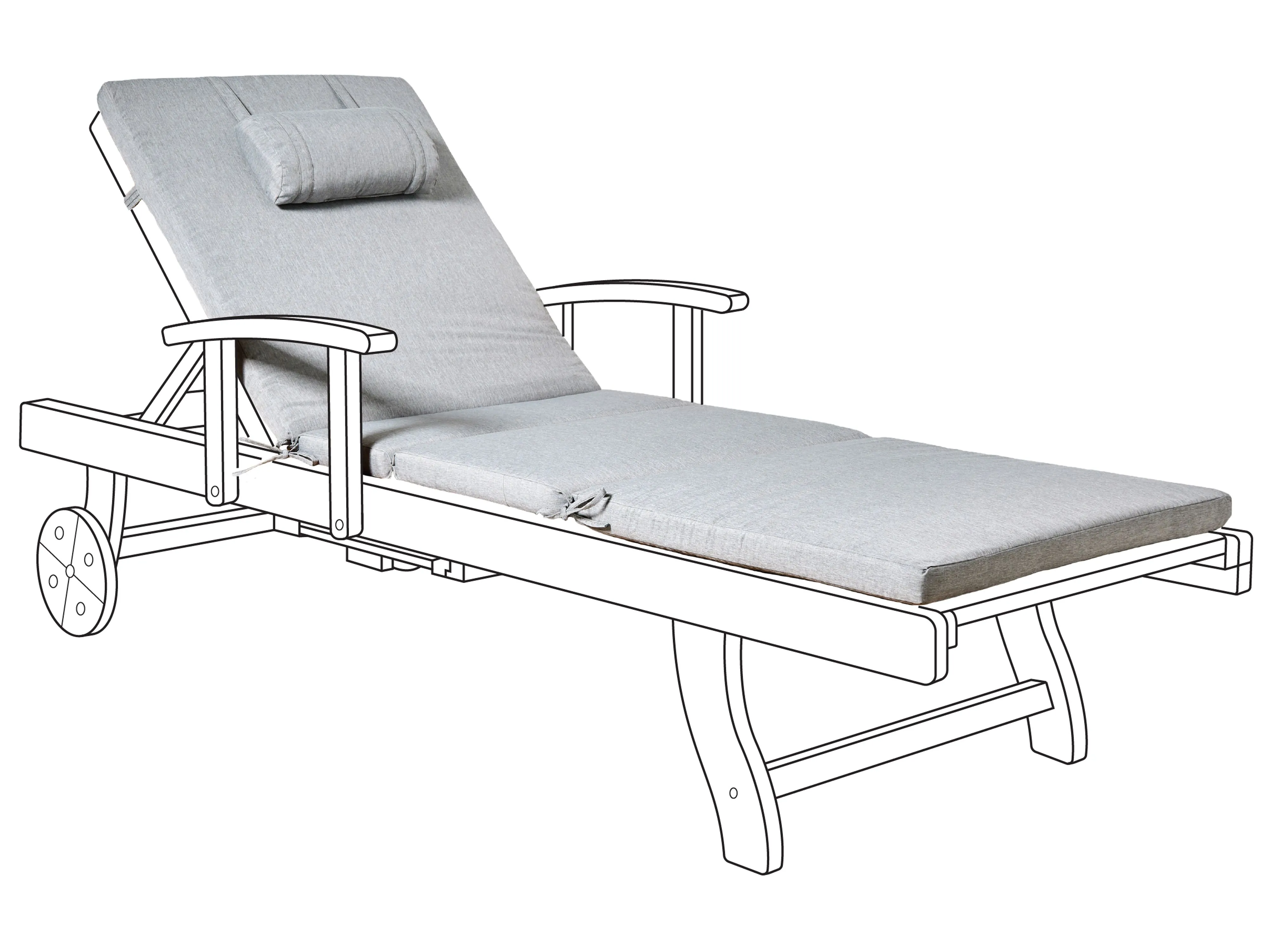 Kussen voor ligstoel TOSCANA/JAVA/AMANTEA PREMIUM 189 x 58 cm Grijs melange