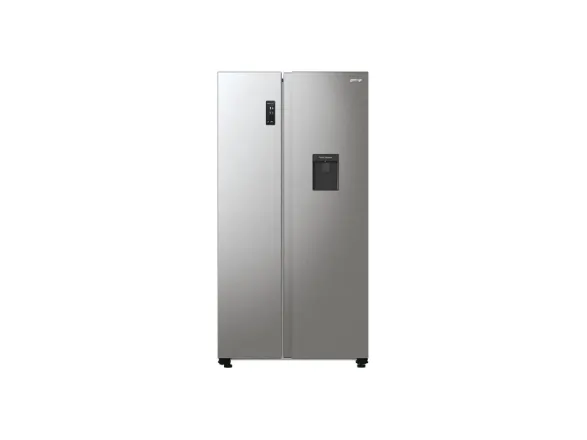 Gorenje G600 NRR9185EAXLWD - Køleskab/fryser - side-by-side med vanddispenser - bredde: 91.5 cm - dybde: 67 cm - højde: 178.6 cm - 547 liter - Klasse E - struktureret grå metallisk