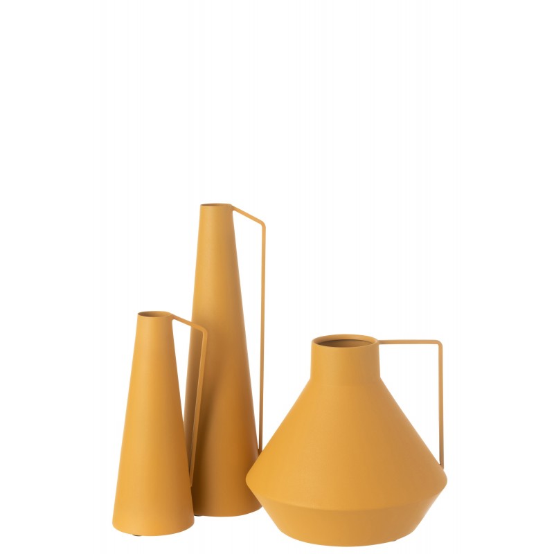 Vase haut en métal ocre 12x10x25cm
