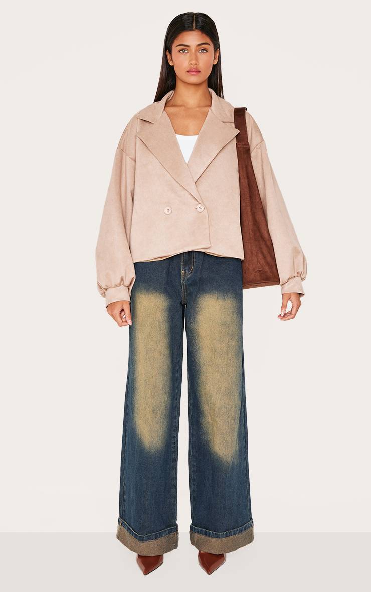 Gris Pierre Trench-coat En Synthétique À Manches Ballon