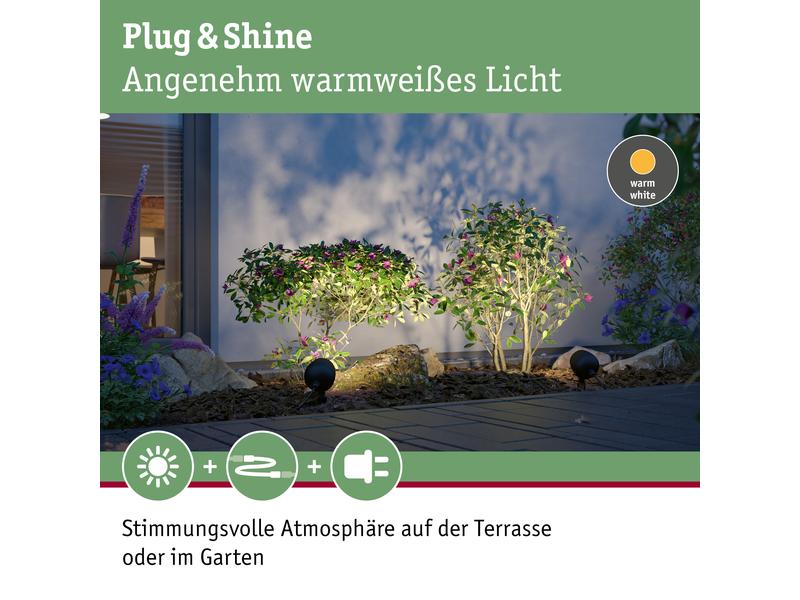 Paulmann Gartenspot Plug & Shine Kikolo, 60°, 3000K, 7.2W, LED Gartenstrahler