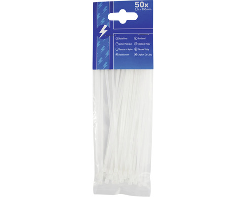Kabelbinders 150x2,5 mm transparant 50 stuks