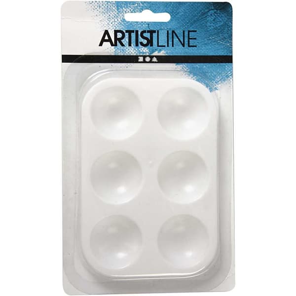 Palett, Rektangulær palett med 6 rom, str. 13x8,5 cm, hvit, 1 stk.