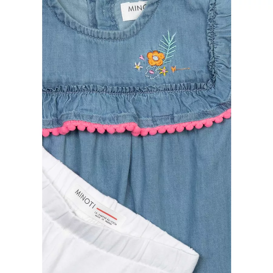 MINOTI T-Shirt und Leggings im Set Denim-HellblauWeiß
