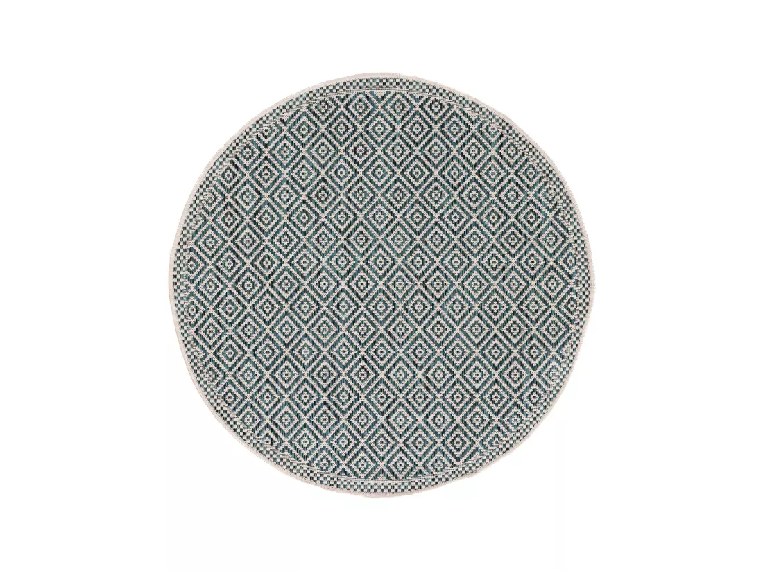 Tapis d'extérieur & intérieur rond Cleo Bleu ø 120 cm rond