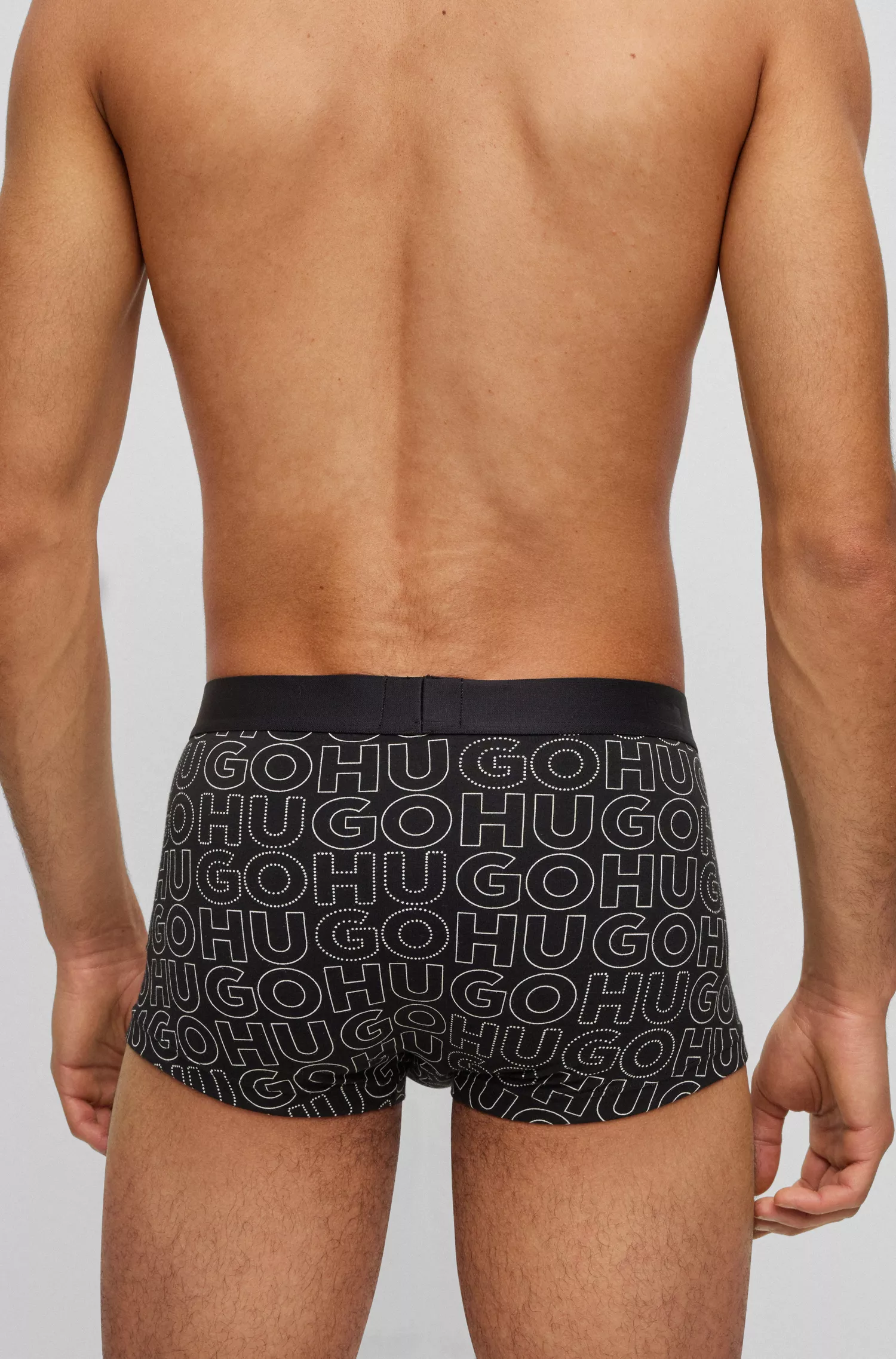 HUGO Vermelho - Pacote com duas cuecas boxer de algodão elástico com cós com o logotipo.