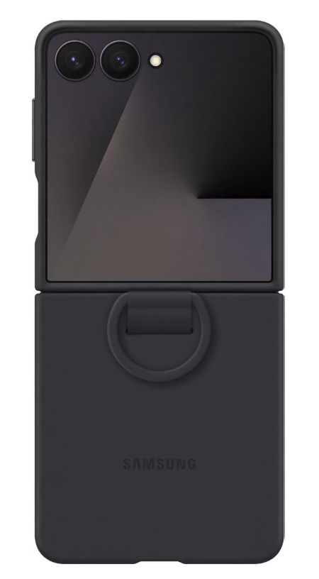 Galaxy Z Flip7 Silikon Cover Hülle mit Ring (EF-PF766TBEGWW) - Schwarz