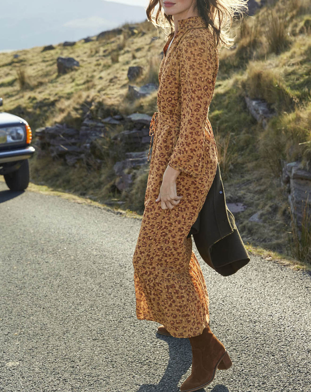 Cyrillus Robe longue imprimée Cat Flower camel