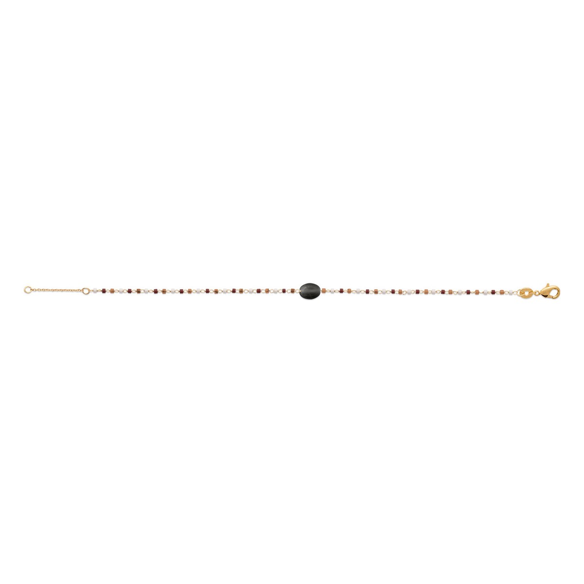 Bracelet Brillaxis plaqué or obsidienne noire