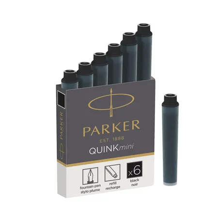 Parker Tintenpatrone QUINK Mini Schwarz, kurz, 6er Set