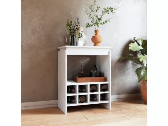 Console - Meuble BAR Blanc Rangement 8 Bouteilles FLOAT