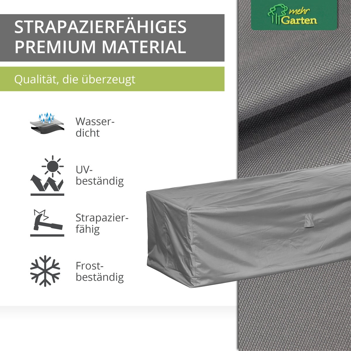 More Garden - Premium Lounge Sofa Hoes voor 3 Personen: 220(B) x 90(D) x 80(H) cm | Robuuste beschermhoes voor tuinbank, waterdicht en weerbestendig, gemaakt van Oxford 600D stof | Lichtgrijs