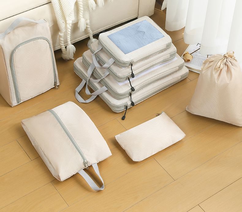 Masae - Set van 8: Eenvoudige Compress Travel Packing Cube kledingorganizer met schoenentas (verschillende ontwerpen)