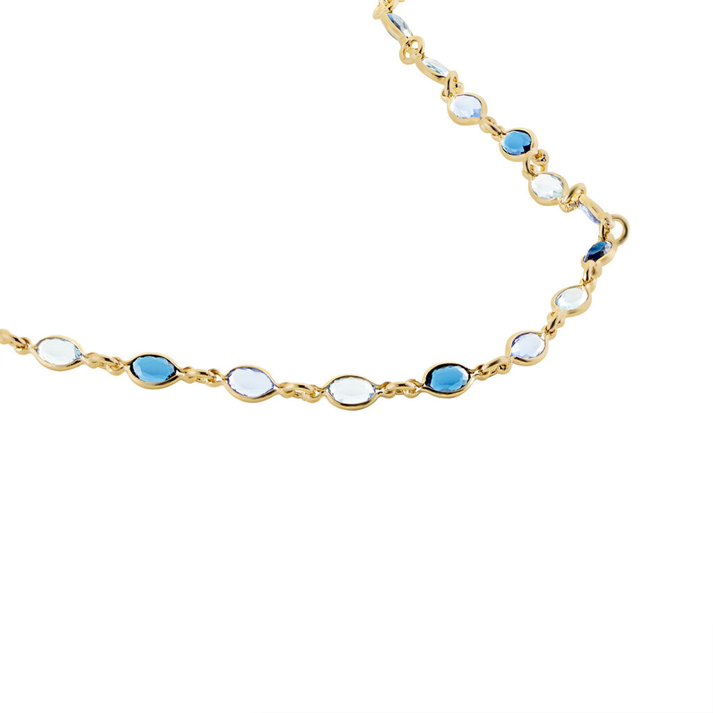 Collier Ilvaae Plaqué Or Pierre De Synthèse Bleue