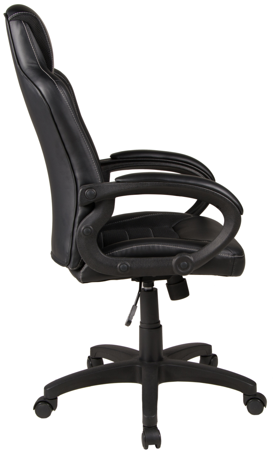 Chefsessel - schwarz - Lederoptik-Netzstoff
