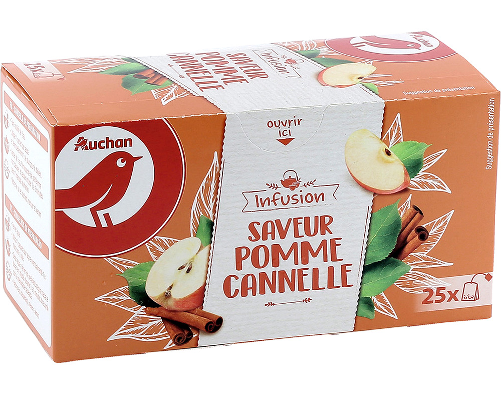 INFUSÃO AUCHAN MAÇÃ E CANELA 25 SAQUETAS