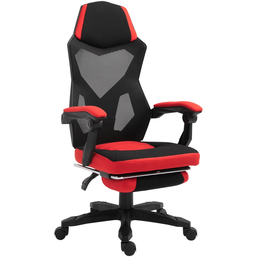 Vinsetto Gamingstuhl mit Fußstütze schwarz, rot