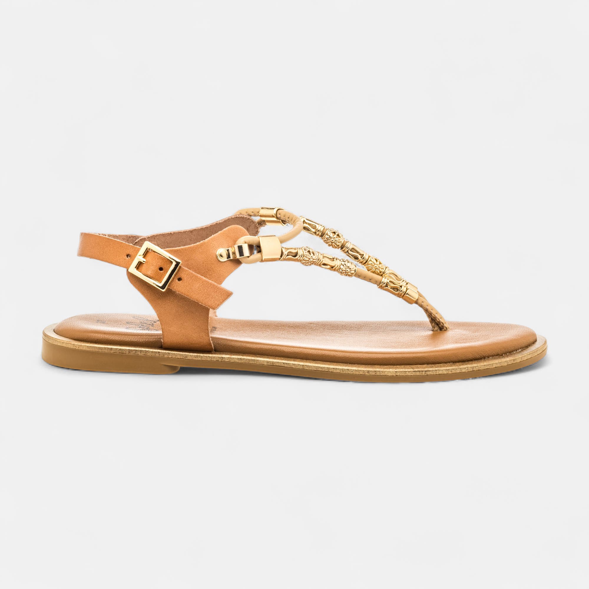 Nu-pieds Femme en cuir taupe