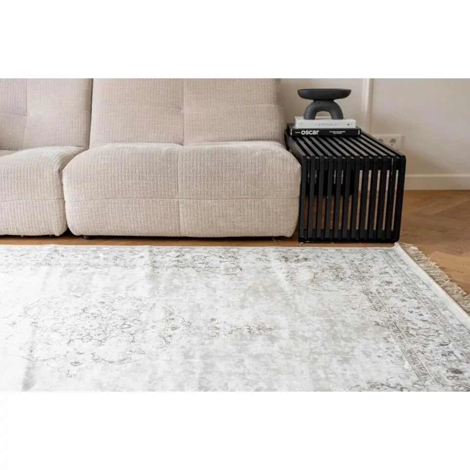 Interieur05 Vintage vloerkleed Ornament beige met franjes - 230 x 160 cm