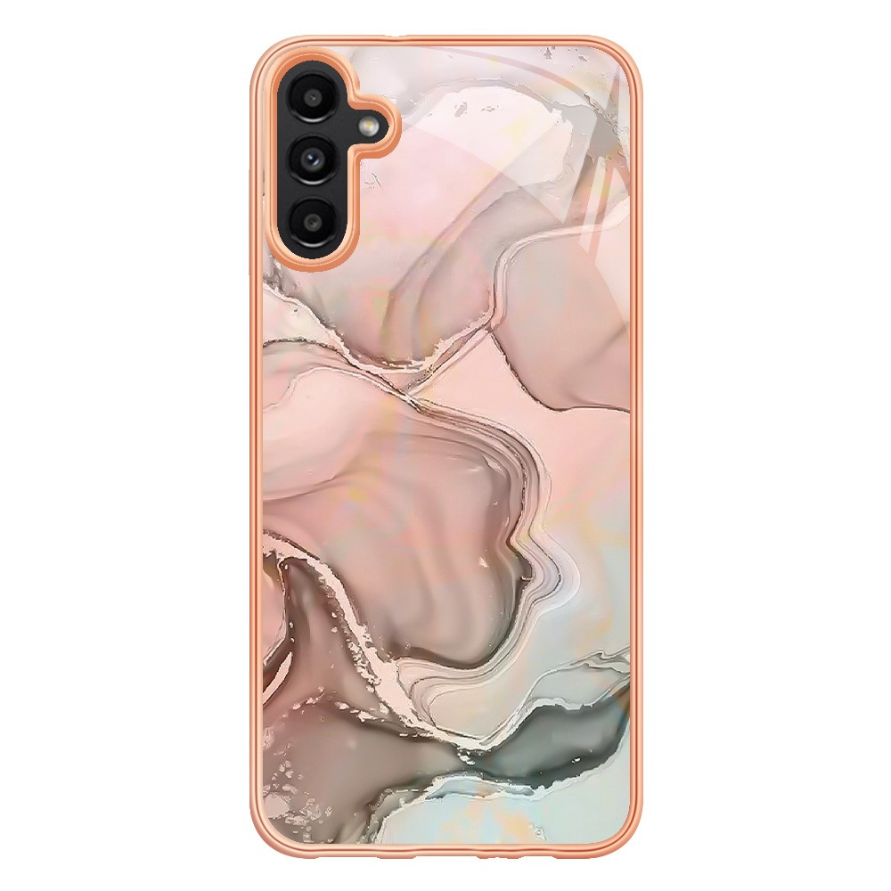 Samsung Galaxy A56 Gummi Case Hülle Galvanisierter Rahmen Marble Marmor Design - Rosa / Roségold