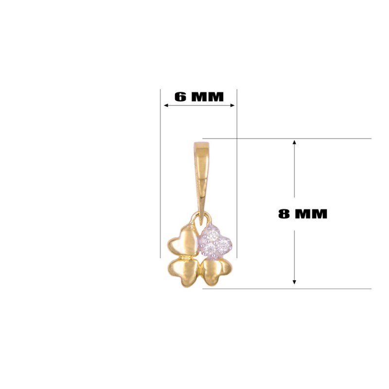 Collier - Pendentif Or Jaune et Diamant - Trèfle - Chaine Dorée