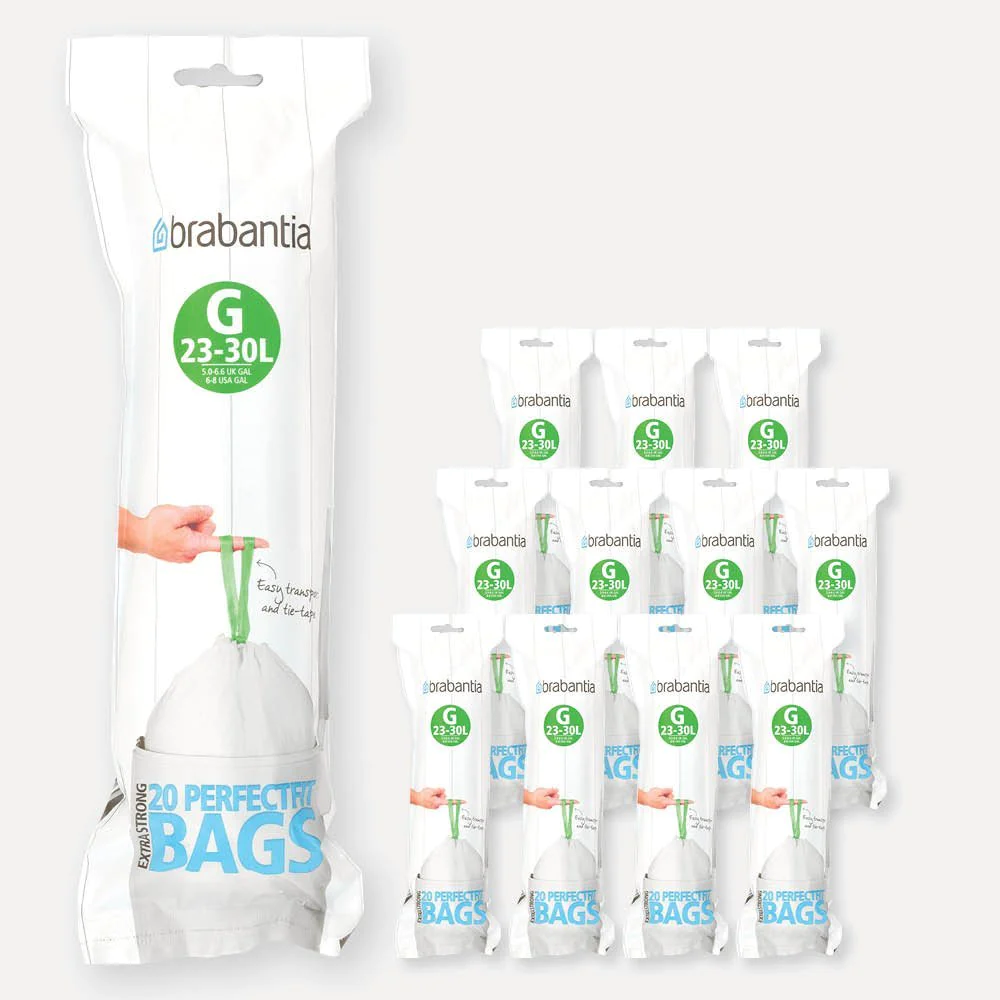 Lot de 12 rouleaux de 20 sacs poubelle 23/30 l blanc code G ( dont 1 o