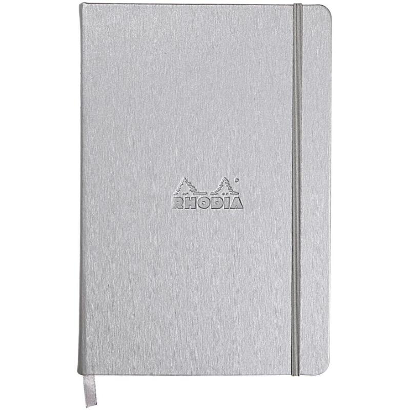 Webnotebook A5 192 pages ligné papier ivoire 90g fermeture élastique - Argent