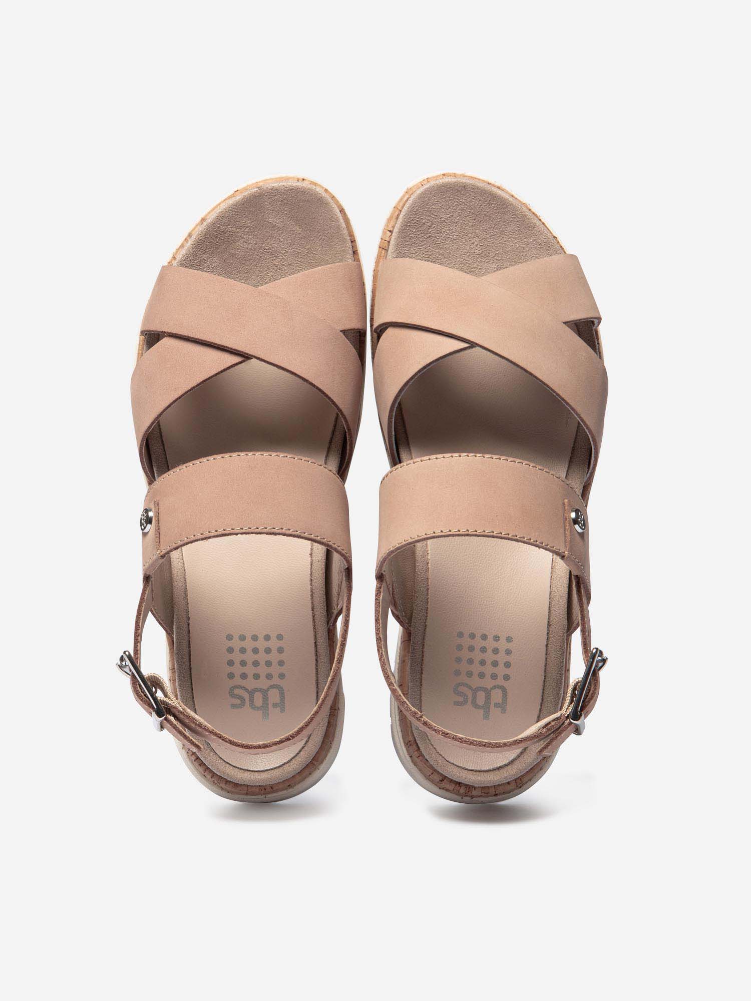 Sandales Femme Semelle Mi-Haute Cuir Beige