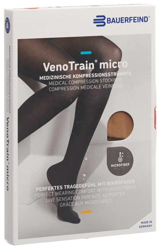 Bauerfeind VenoTrain Micro KKL2 AD XS normal/long geschlossene Fussspitze caramel 1 Paar