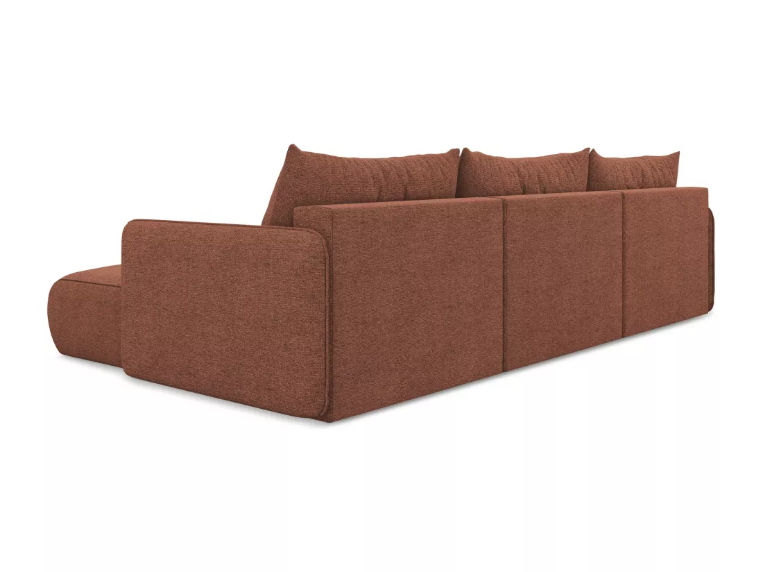Canapé d'angle panoramique convertible en tissu chenille - rose sourd - NANEA