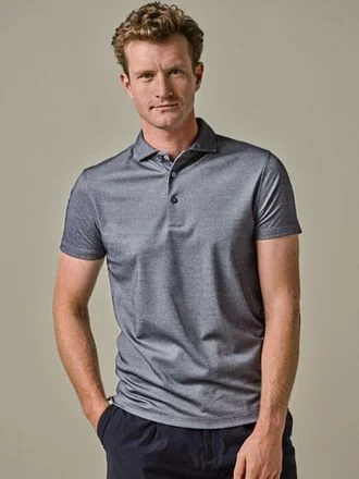 Profuomo Poloshirt Luxury Knitted Melange Blauw PPWD10022F-P kopen