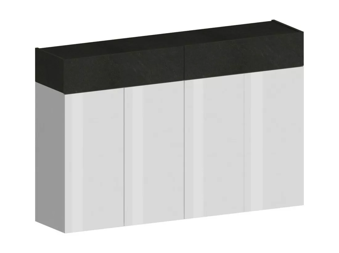 Étagère à chaussures Nadir, meuble à chaussures peu encombrant à 6 portes, armoire d'entrée multifonctionnelle, 154x38h100 cm, Blanc et Ardoise