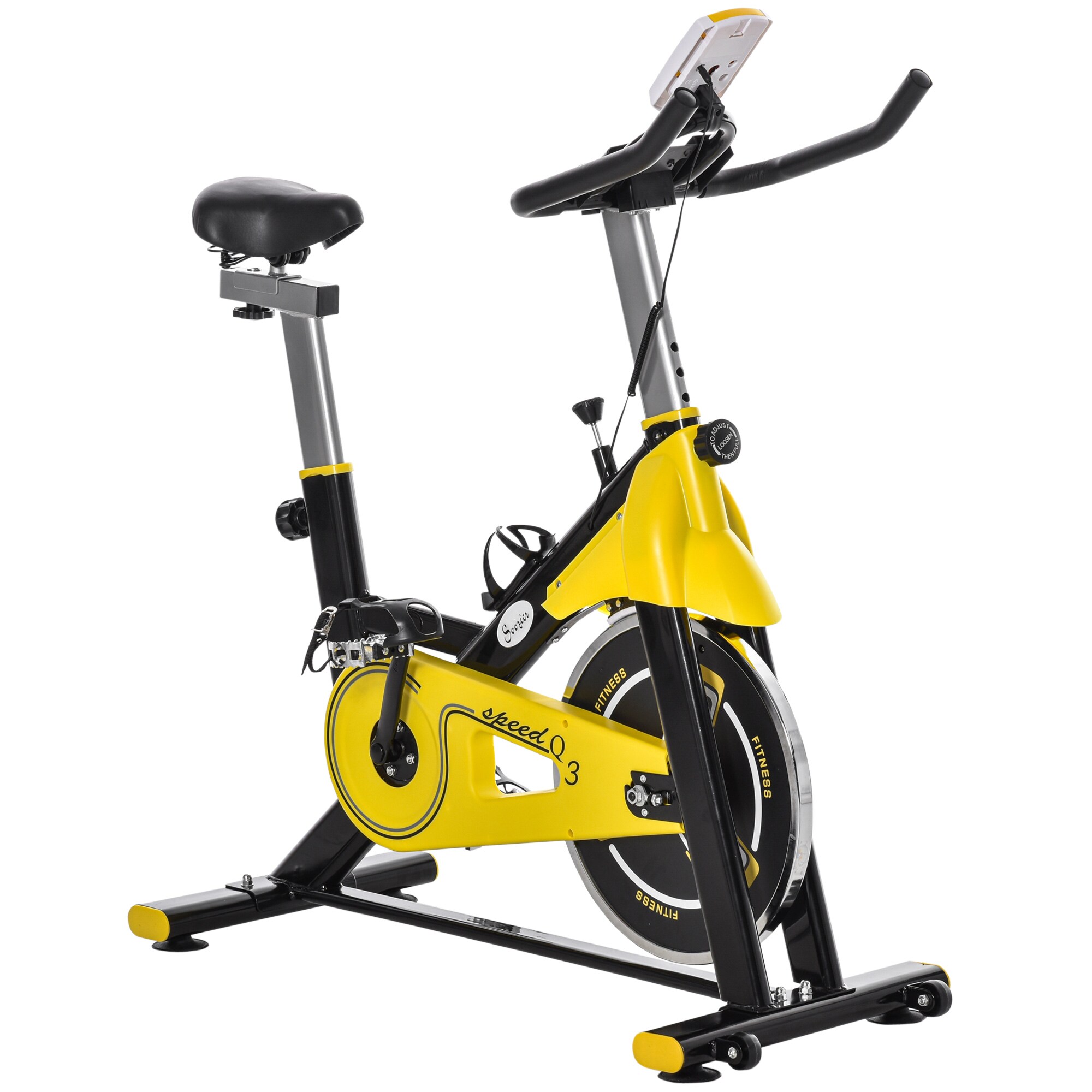HOMCOM Fahrradtrainer höhenverstellbar gelb, schwarz 50 x 100 x 101-113 cm (BxTxH)