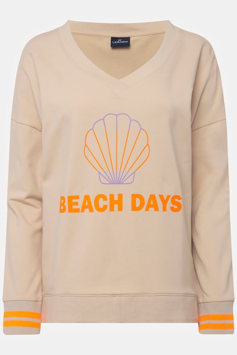 Sweater, BEACH DAYS Neon-Print, V-Ausschnitt, Langarm