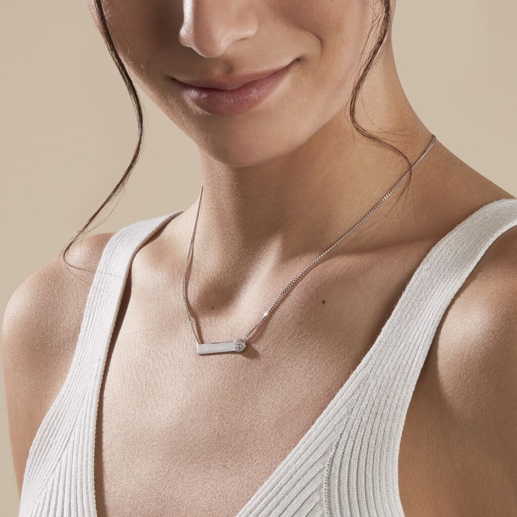 Collier Argent Rosule Oxydes De Zirconium