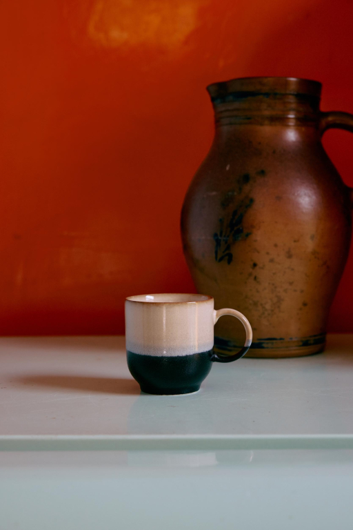 HKliving 70's Ceramic koffiekop met oor set van 4 cape
