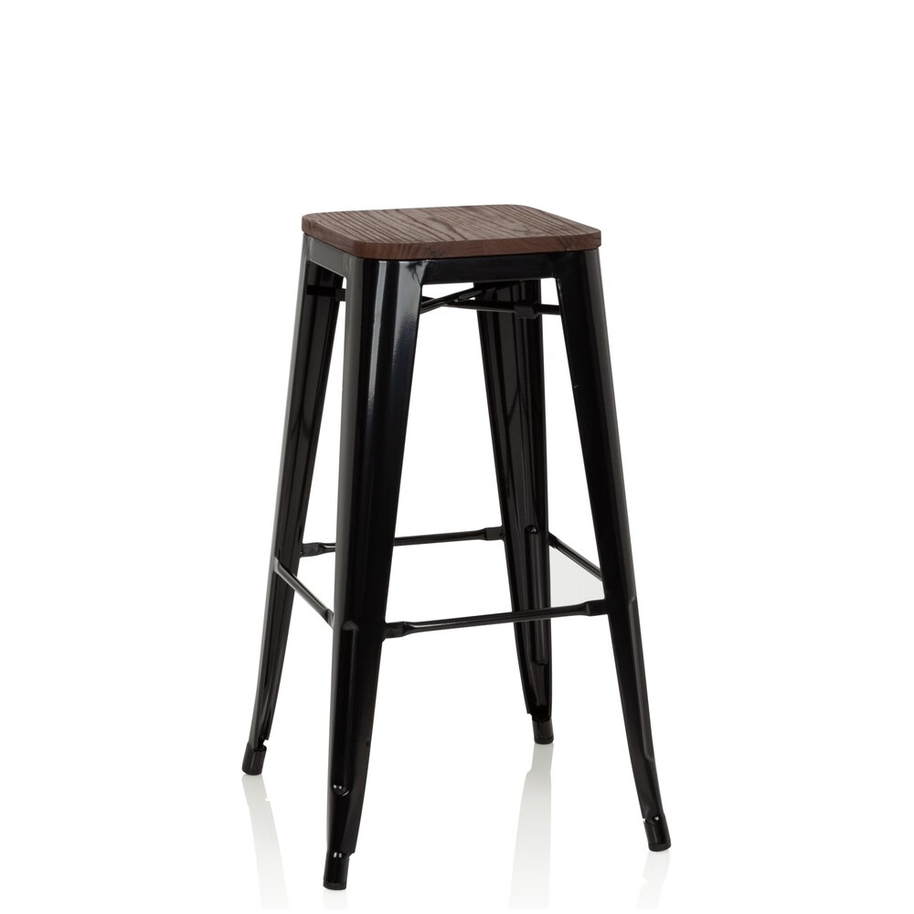 Barhocker VANTAGGIO HIGH W Stahl / Ulmenholz ohne Armlehnen hjh OFFICE