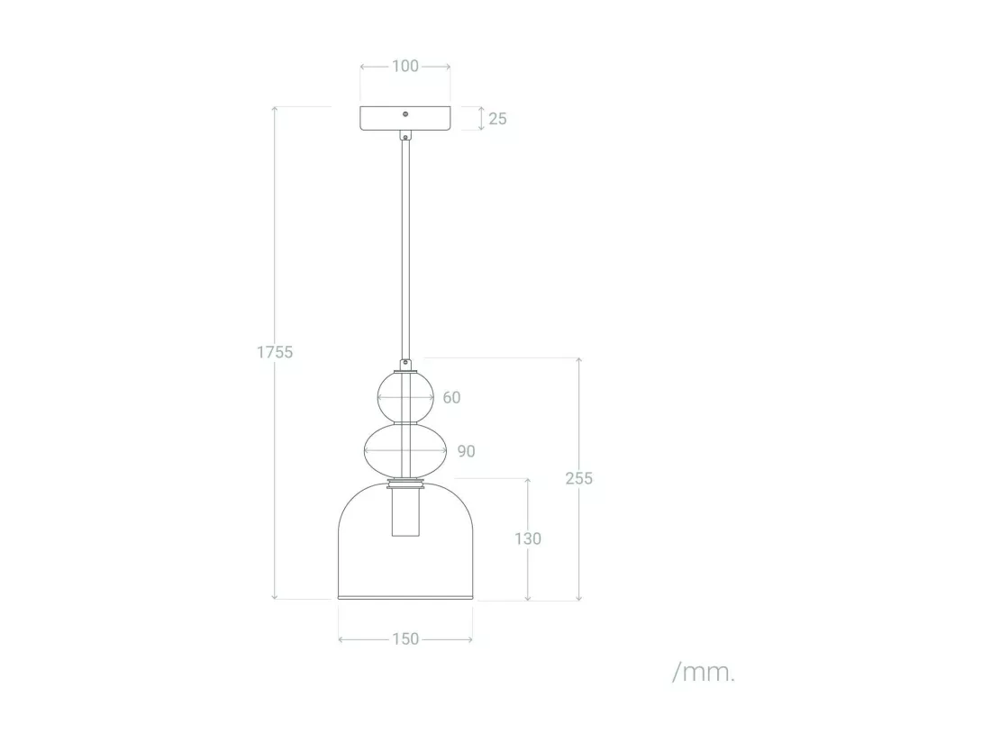 Suspension Métal et Verre Baudelaire Ambre