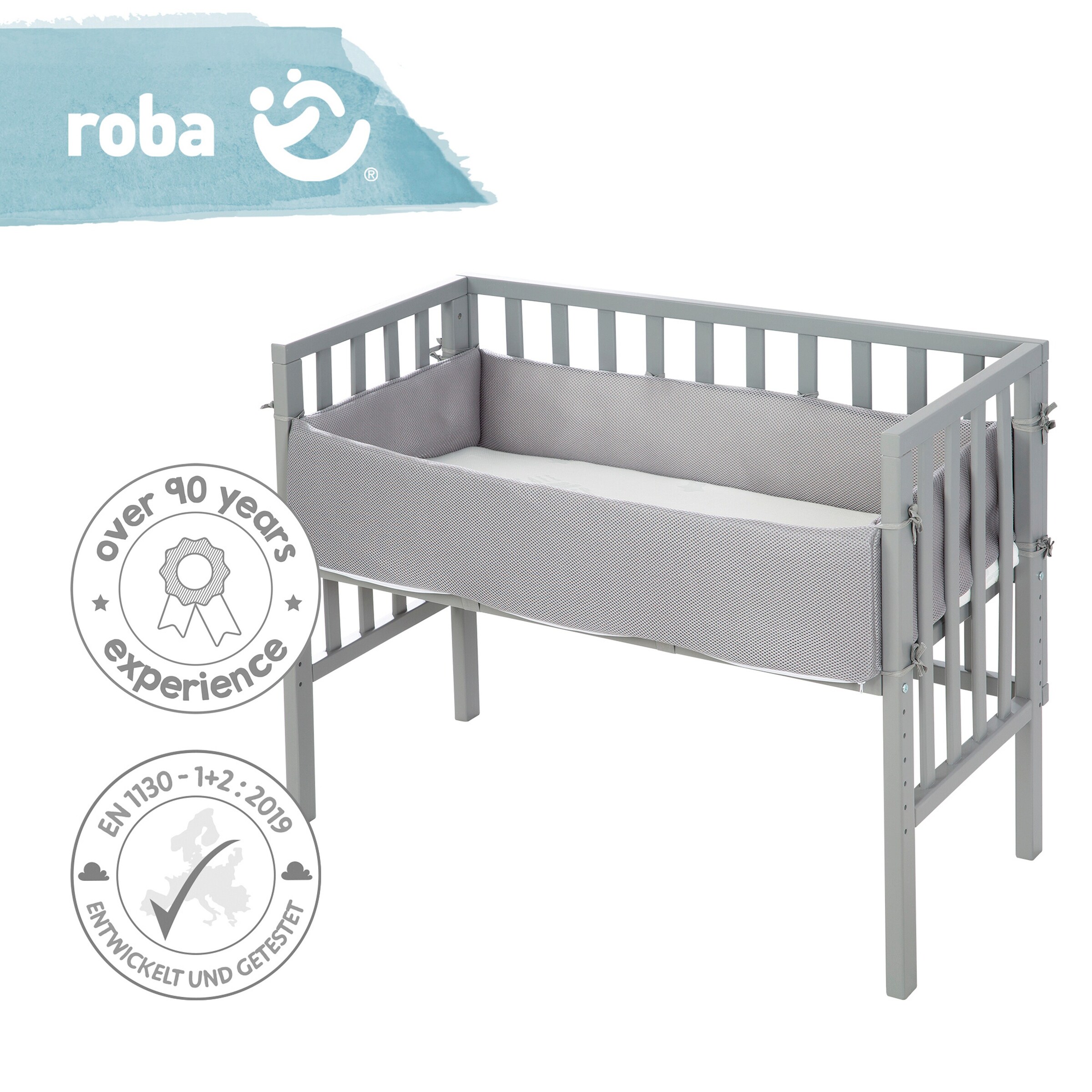 roba Beistellbett 2in1 Grau safe asleep