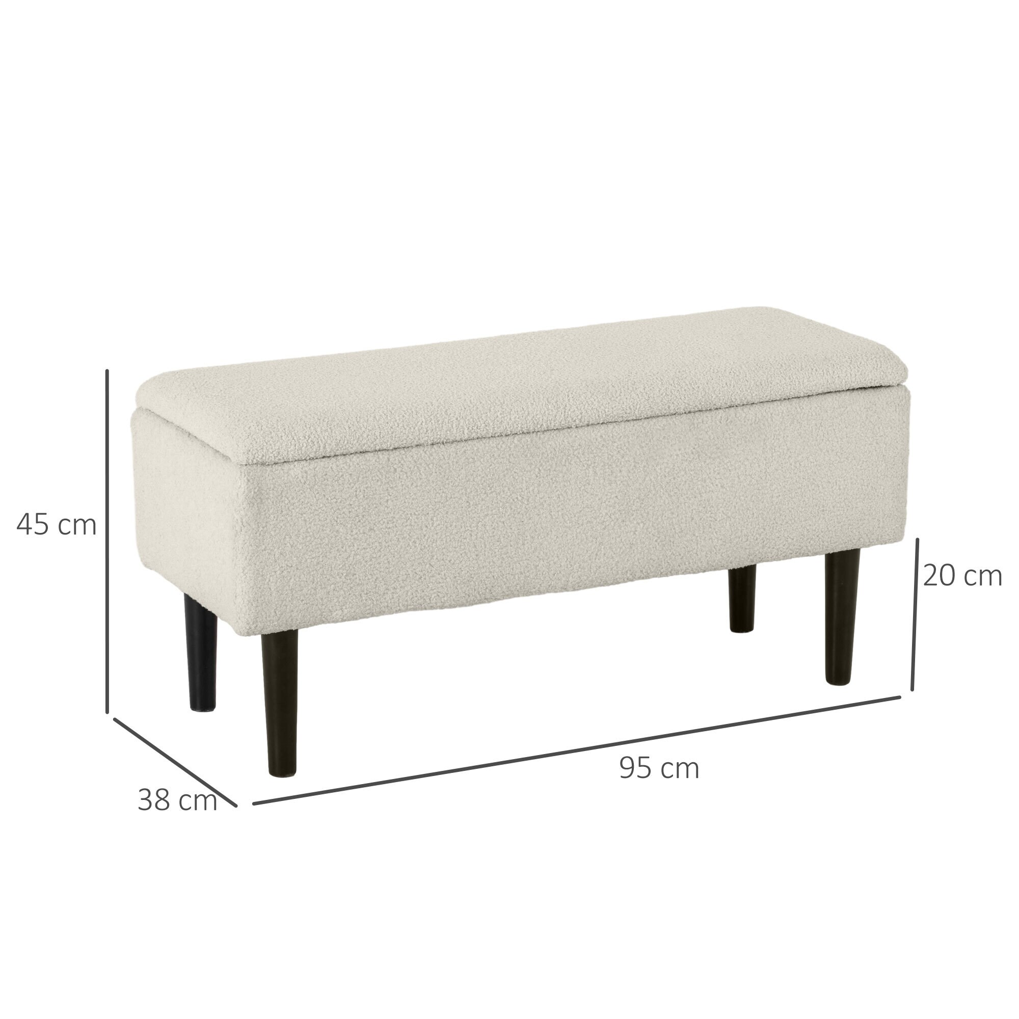 HOMCOM Sitzbank mit Stauraum weiß 95L x 38B x 45H cm
