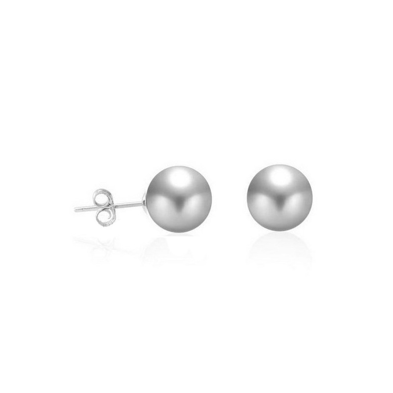 Boucles d'oreilles Femme Perles SSS Grises de 8mm et Argent 925/1000
